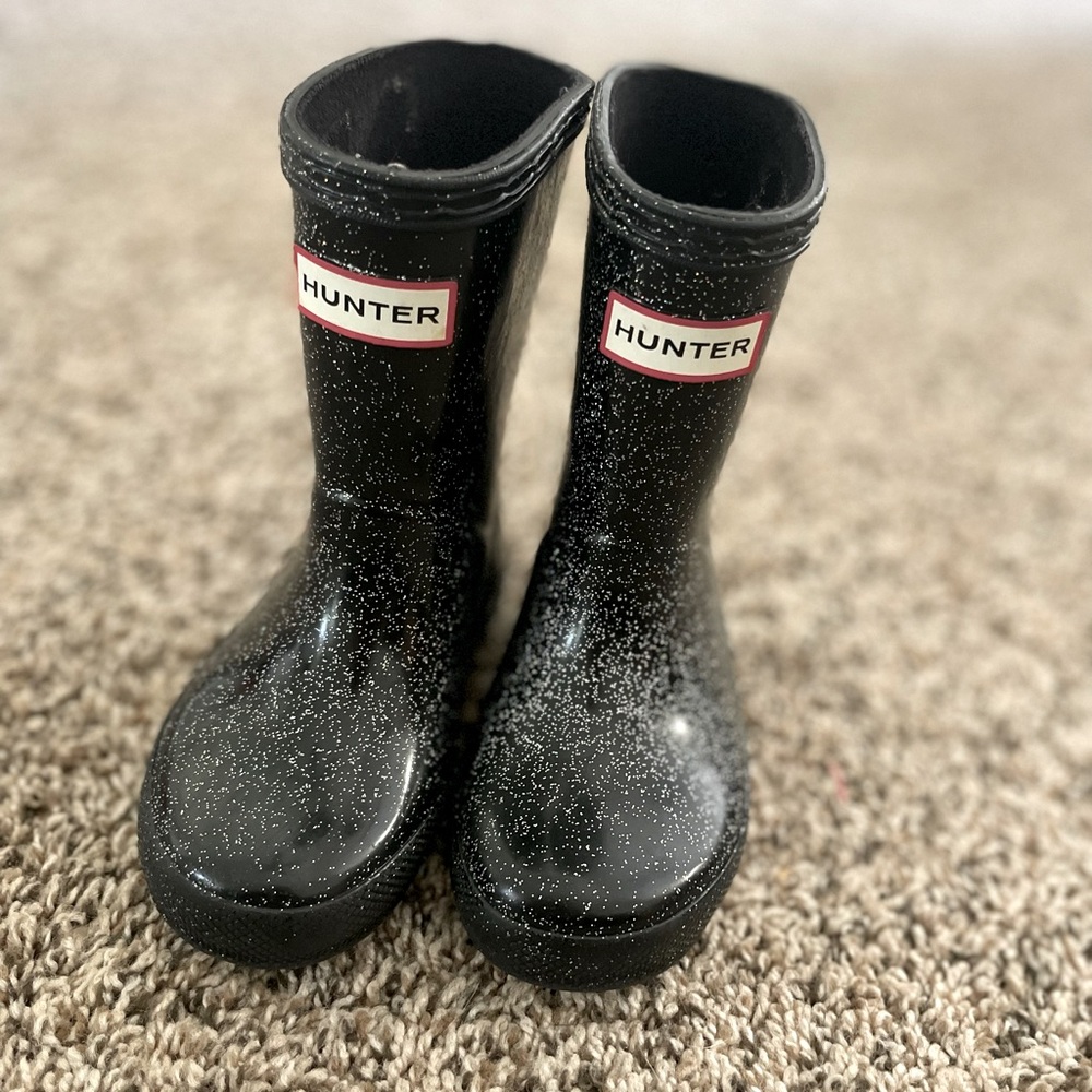 Toddler black glitter rain boots